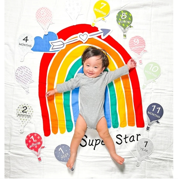 Baby Swaddle Blanket Rainbow - Picture 1 of 3